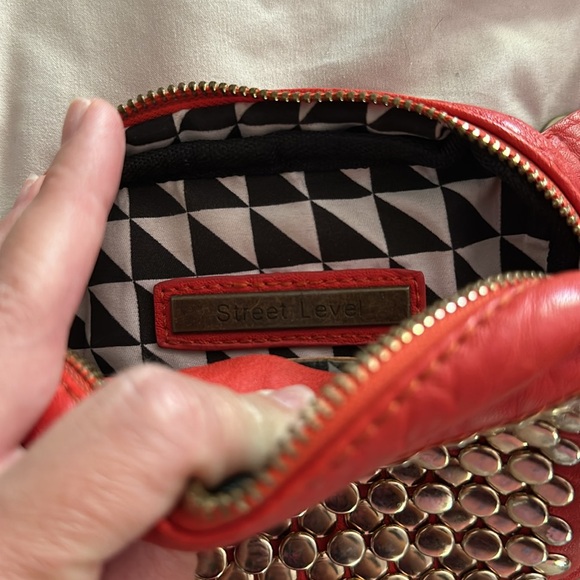 Street Level Orange Gold Studded Faux Leather crossbody,UC - Picture 7 of 8